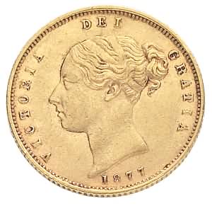 Victoria Young Head Half Sovereign With Shield Reverse, 1838-1887